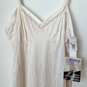 Vintage Lorraine Ivory Satin Slip Womens 40 Tall Non-Cling 'Cut-ups' USA W/ Tags
